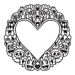 Cute monster Valentine doodle frame 