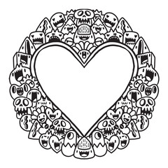 Cute monster Valentine doodle frame 