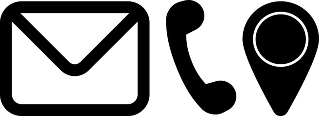 Black commercial icon. mail, contact us and address icon.