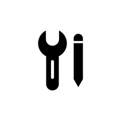 Wrench icon illustration with pencil.