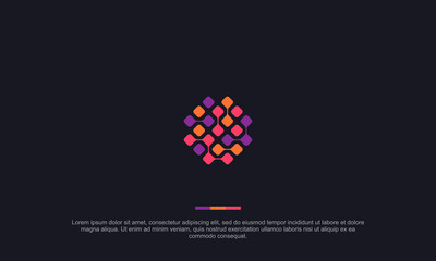 illustration vector graphic logo designs. logogram, logomark, pictogram logo. technology, pixels, data, internet