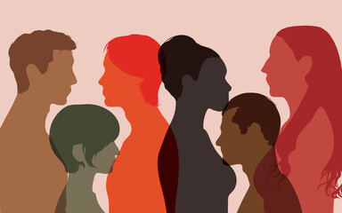 Multi-ethnic culture for people with diverse ethnic backgrounds. Against racism and racial equality. We're a multicultural society. Men and women from different cultures make up this profile group.