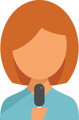 Woman journalist icon flat vector. Reportage tv. Media crew isolated