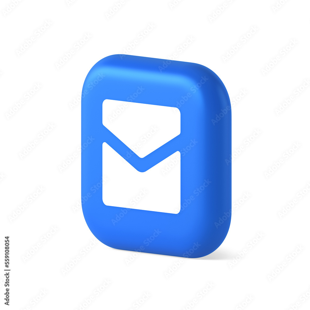 Poster email letter incoming message closed envelope mobile application button 3d realistic isometric icon