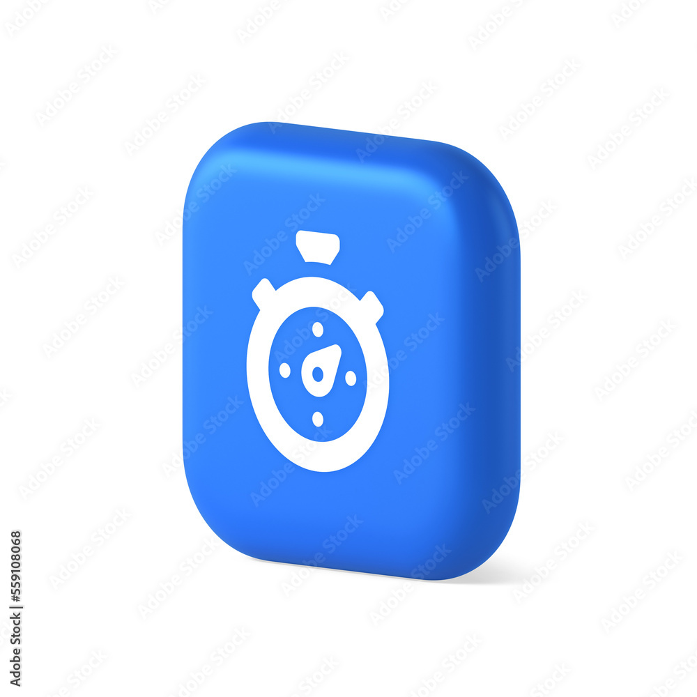 Aufkleber stopwatch button timer speed time counting application panel interface 3d realistic isometric icon