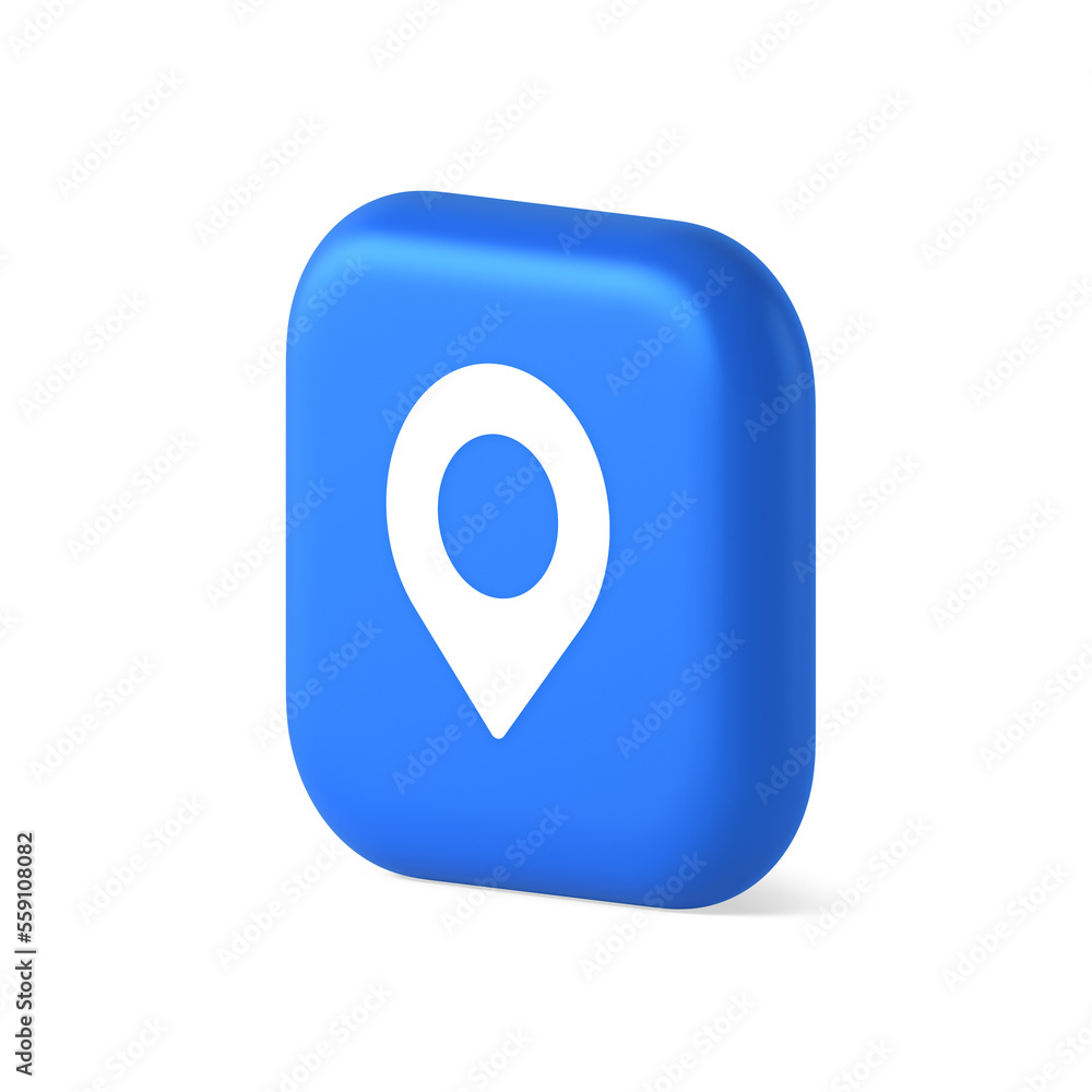 Poster gps map pin location service button application direction distance pointer 3d realistic isometric ic