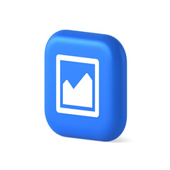 Graph diagram mathematical profit business blue squared button 3d realistic isometric icon
