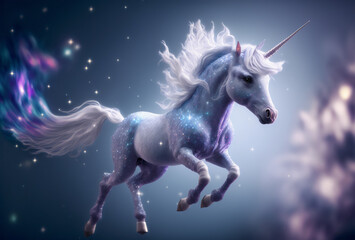 Fototapeta na wymiar Adorable and Enchanting: Meet the Galloping Cute Magical Unicorn - A Mythical Creature Full of Magic and Wonder