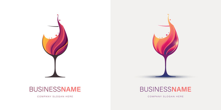 Logo entreprise verre de vin vignoble caviste