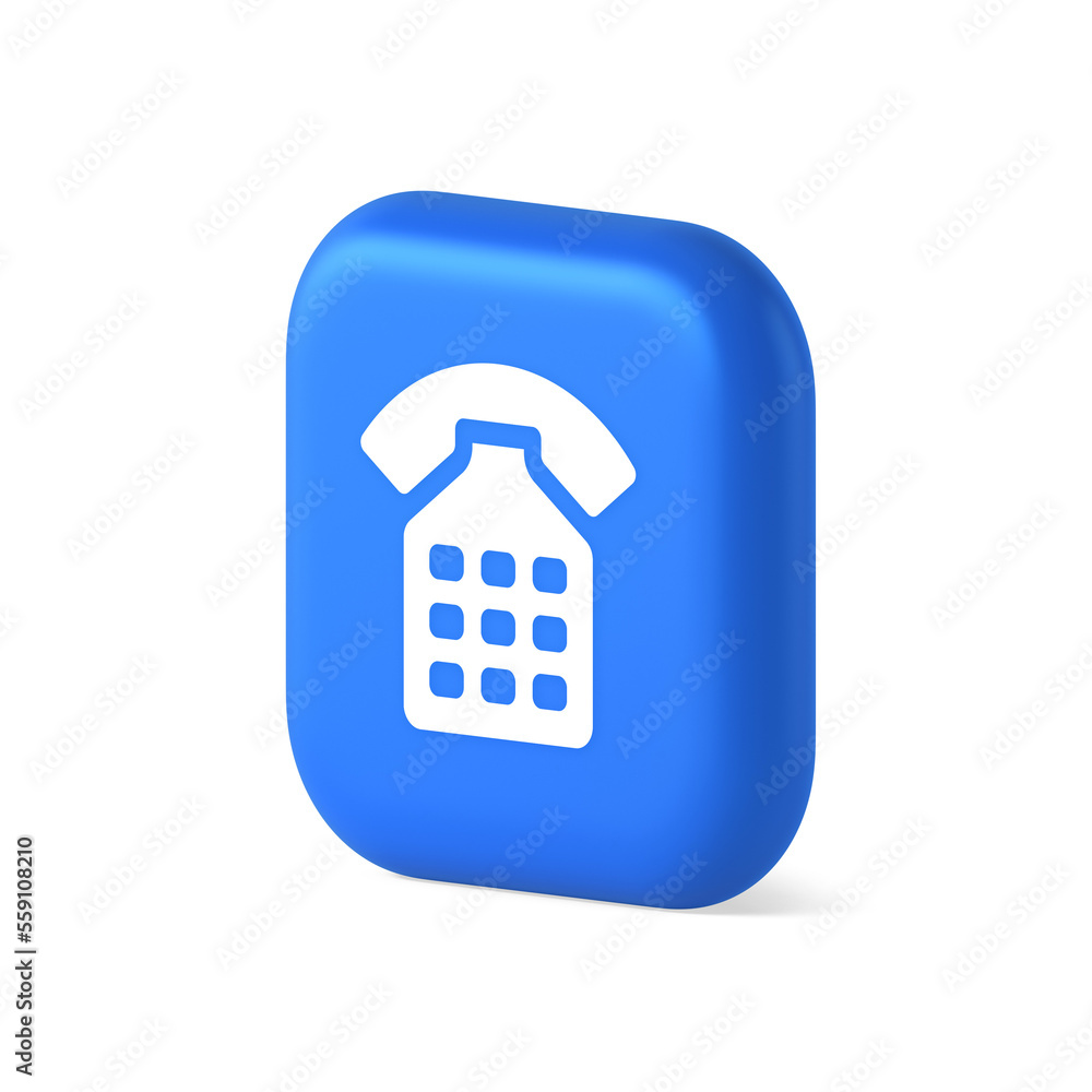 Poster phone call contact communication web button helpline hotline 3d realistic isometric icon