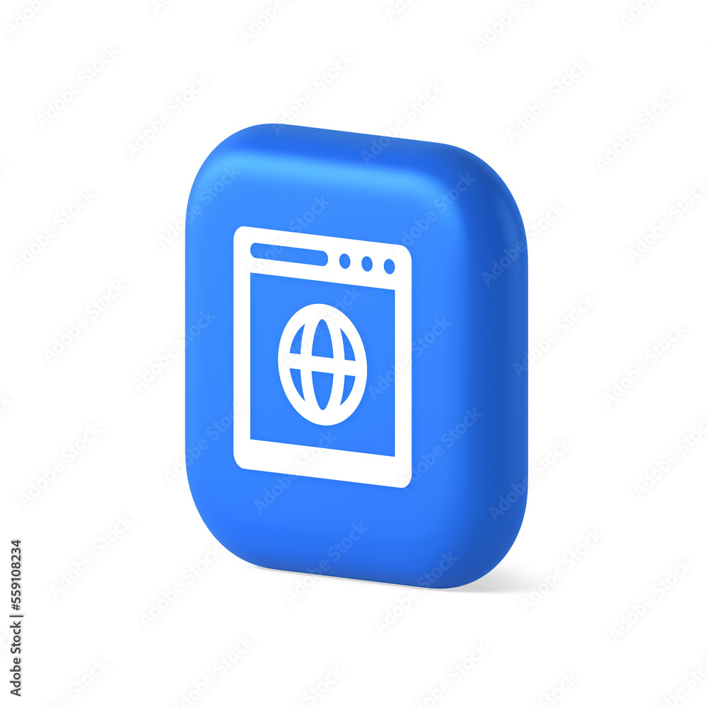 Poster browser website internet searching online connection button web page information 3d isometric icon