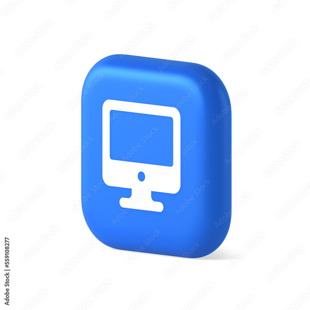 Poster computer monitor connection button cyberspace digital technology 3d realistic isometric icon