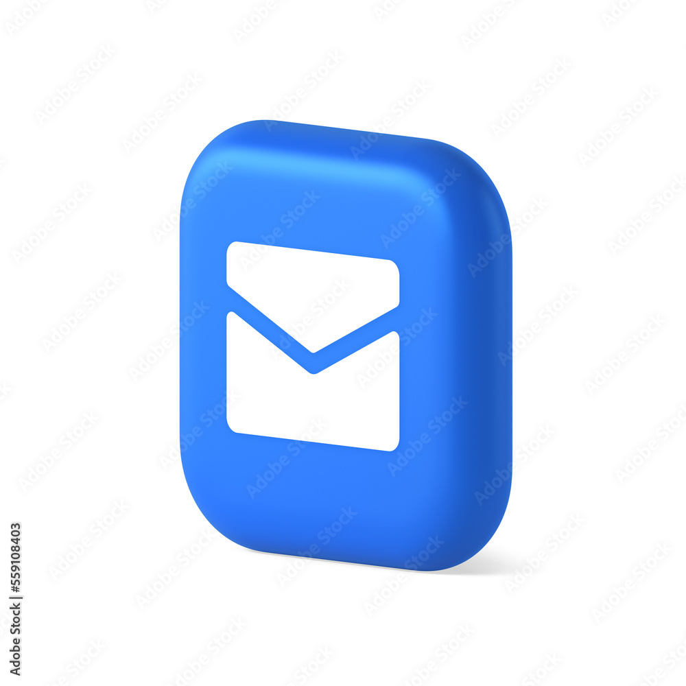 Poster newsletter inbox chat message button remotely communication digital notification 3d isometric icon