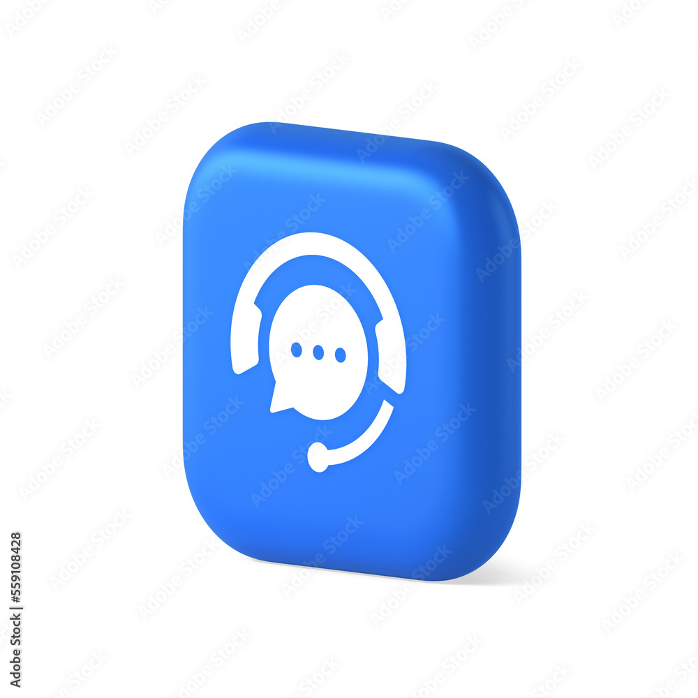 Poster customer support live chat service button information messaging consulting 3d isometric icon