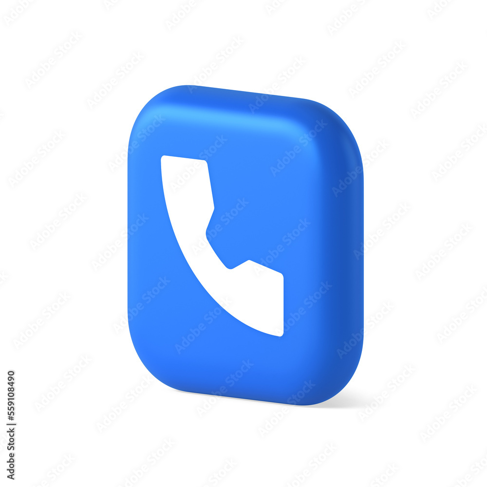 Poster phone call contact voice communication button web application design 3d realistic isometric icon
