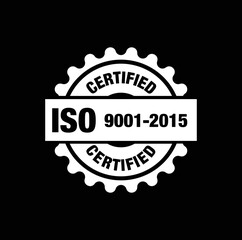 ISO 2001 to 2015 certified company stamp. ISO certified stamp. - obrazy, fototapety, plakaty