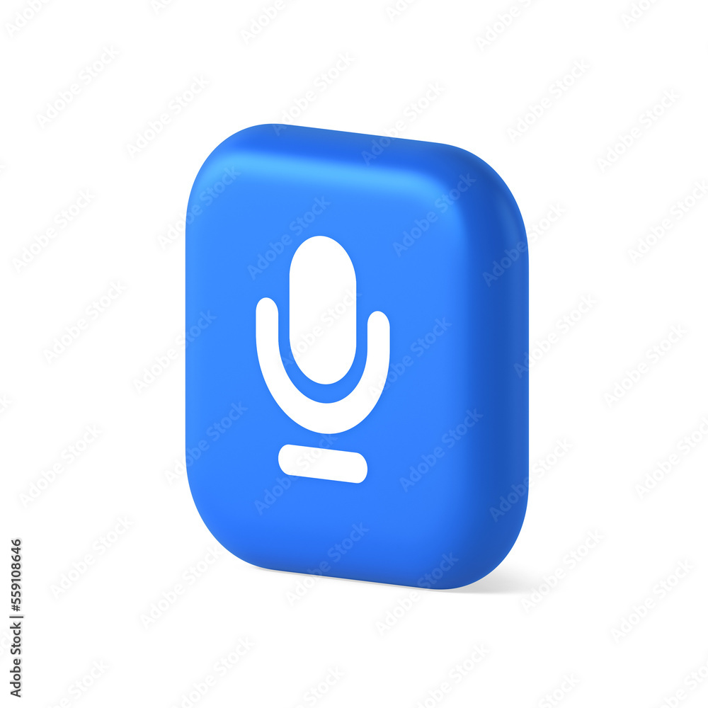 Poster Microphone sound live recording button web app design radio music broadcasting 3d isometric icon