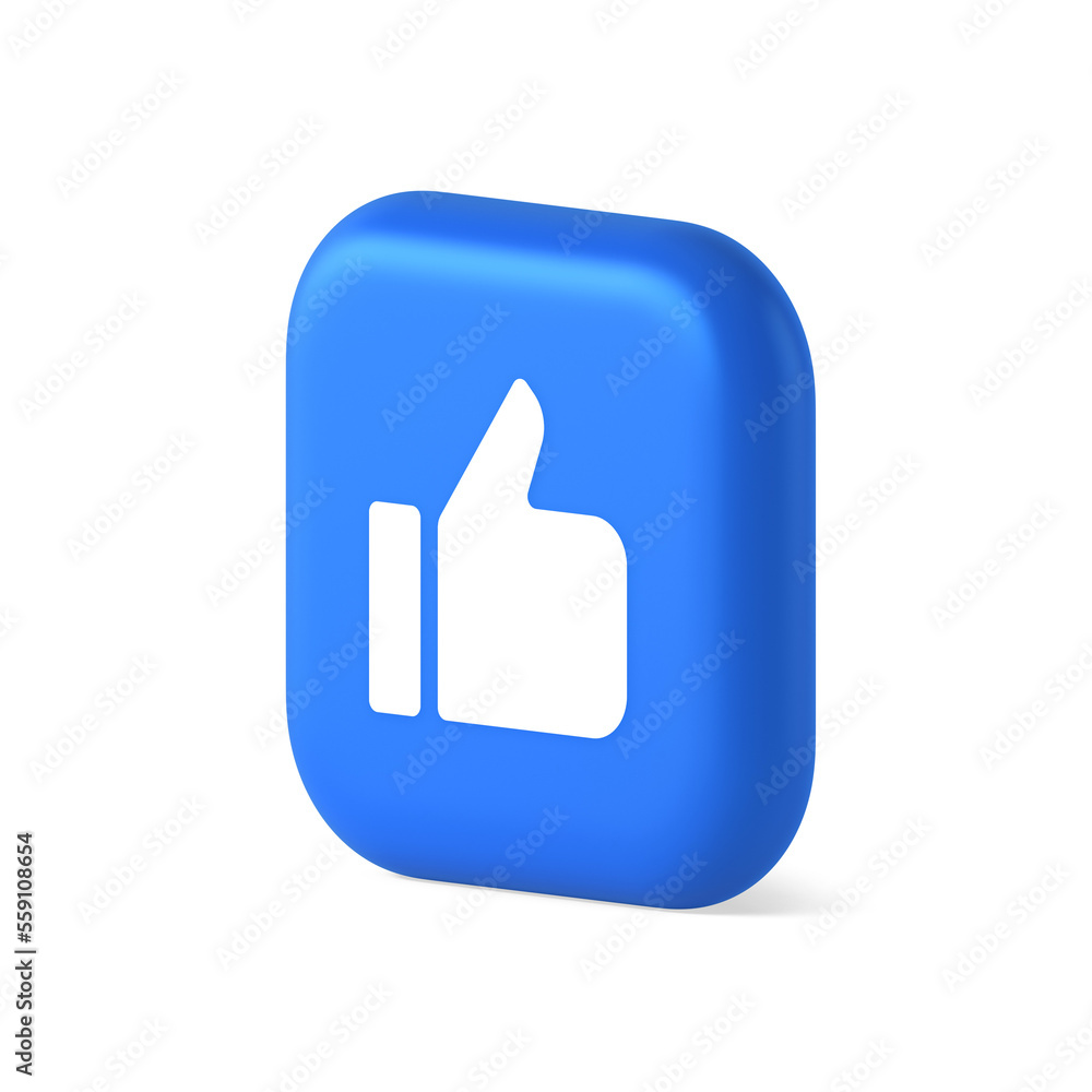 Poster like thumb up approve rating button confirmation cool website networking 3d realistic isometric icon