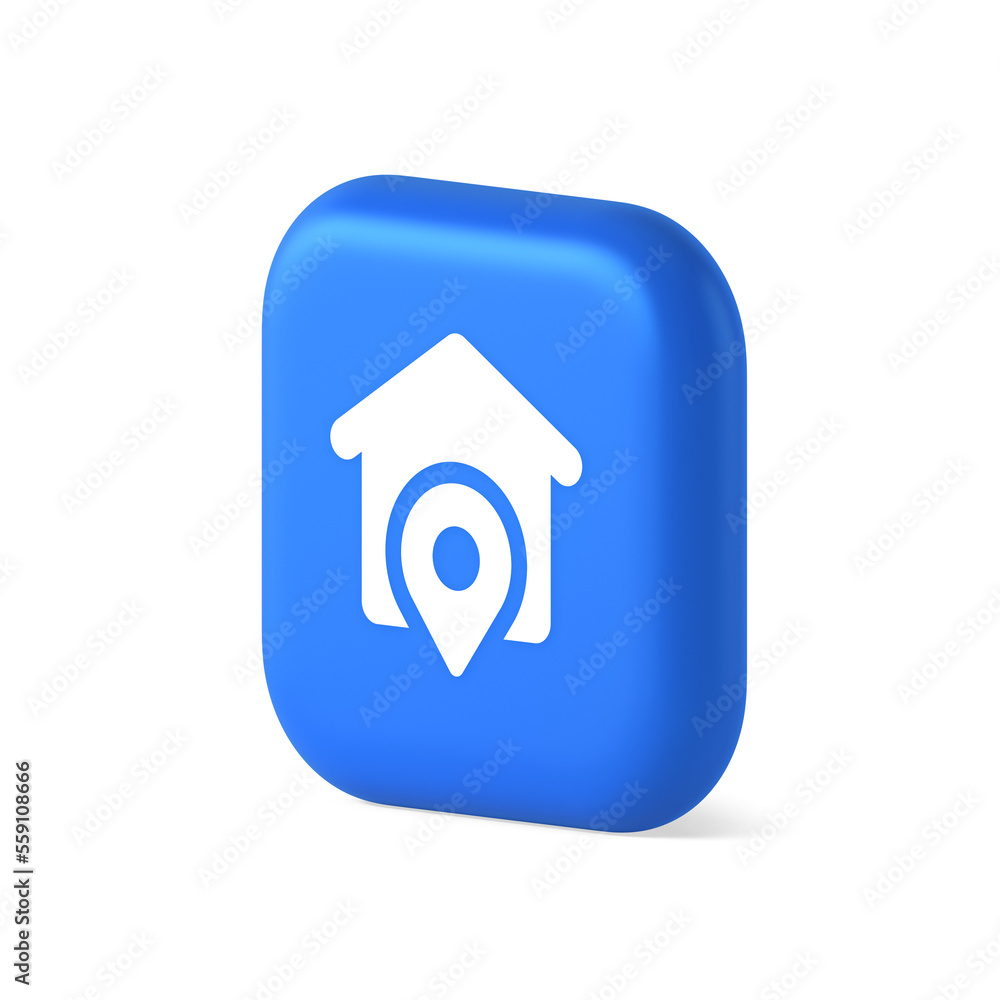 Poster house location gps route button distance navigation map pin pointer address direction 3d isometric i