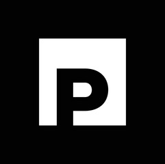 P company name initial letter icon on square.