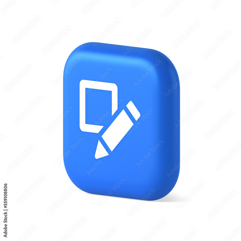 Poster voting cell with pencil button bulletin check choosing form 3d realistic isometric icon