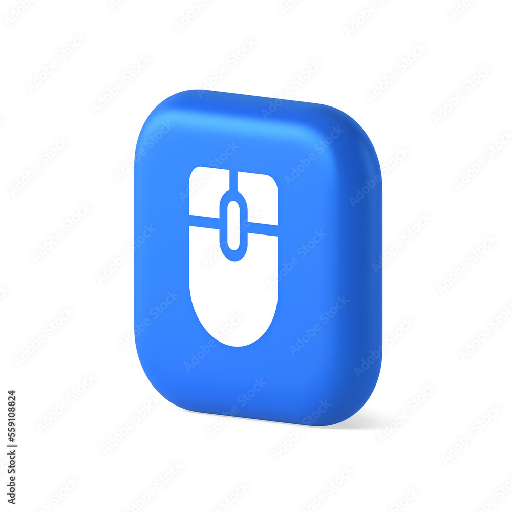 Poster mouse computer scrolling device cursor button click control cyberspace interface 3d isometric icon