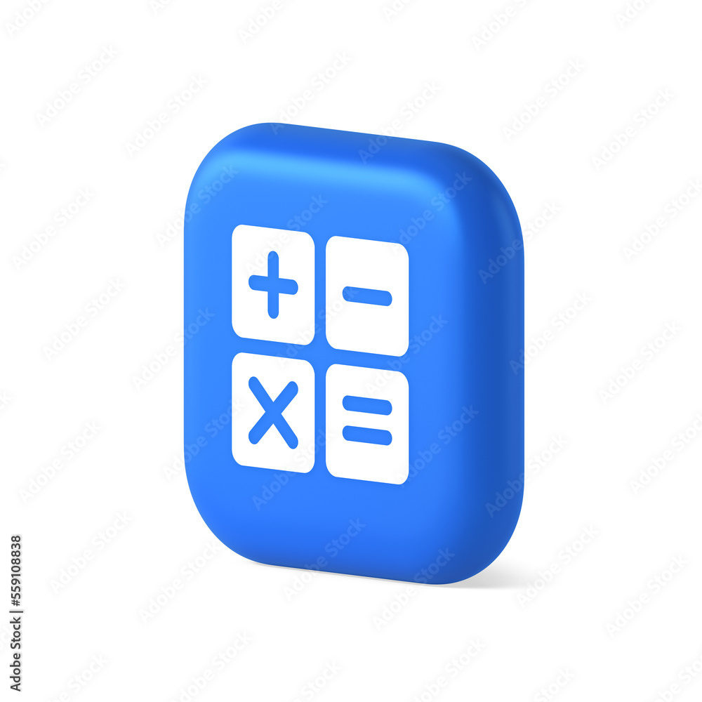Aufkleber calculator math counting button accounting balance mathematics financial keyboard 3d isometric icon