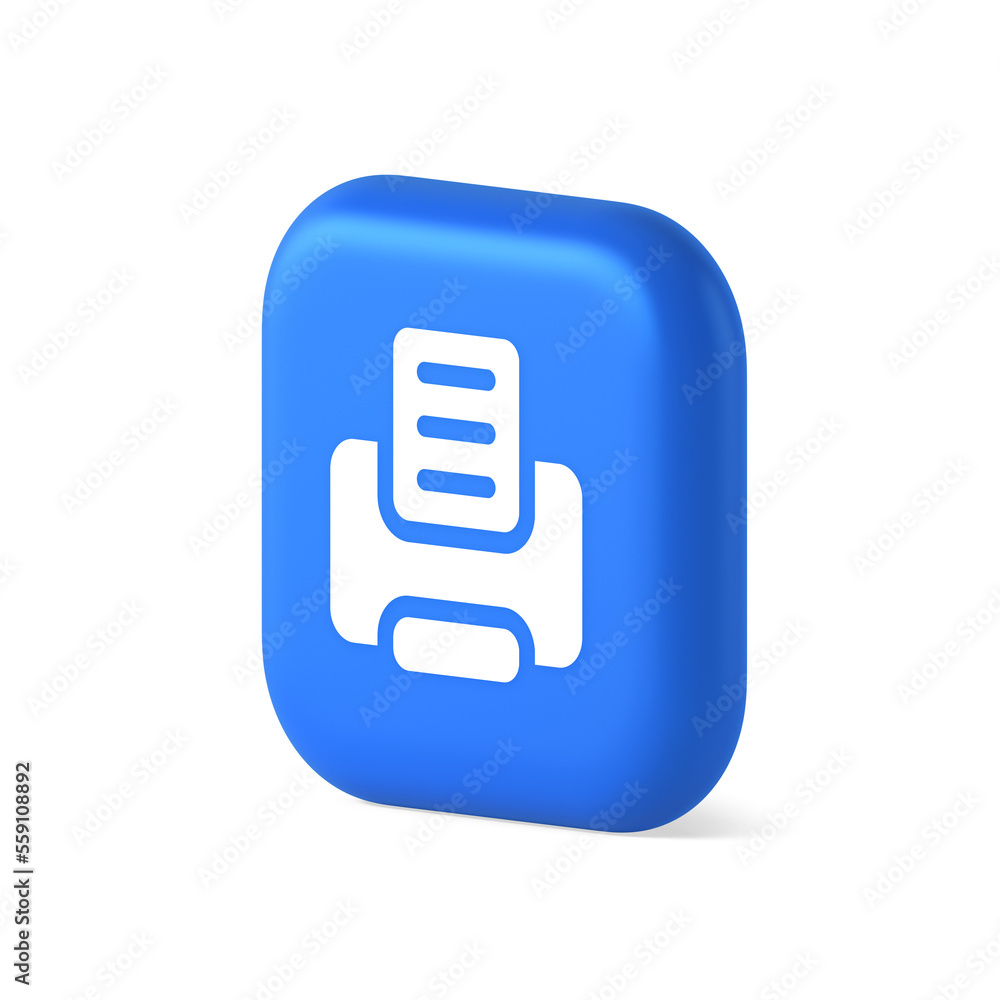 Poster printer machine device for paper document print button ink printout technology 3d isometric icon