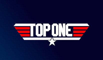 Top One typography icon with top gun theme. Note - Editorial use only
