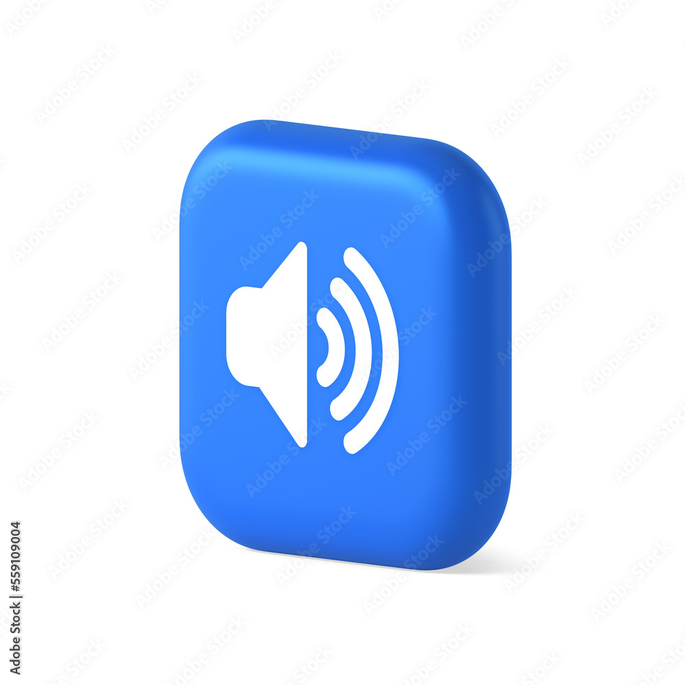Poster volume sound button speaker acoustic level noise wave control 3d realistic isometric icon