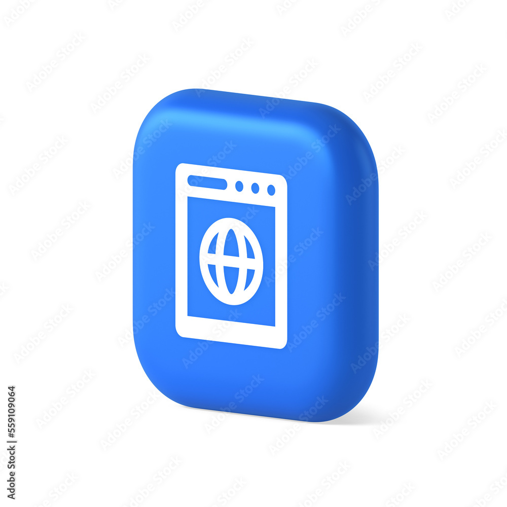 Poster internet browser global wireless connection button cyberspace virtual networking 3d isometric icon