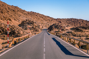 Highway Through the Mars Landscape by Mount Teide