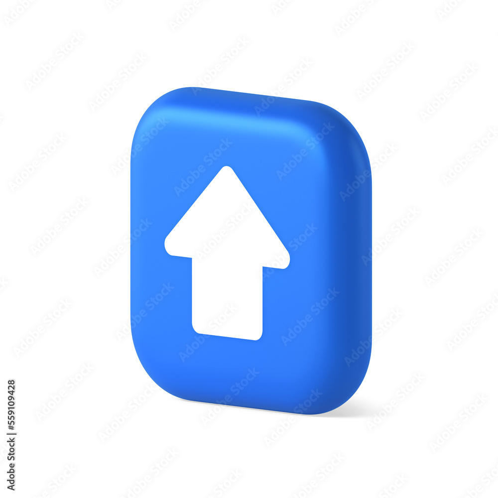 Poster arrow up button directional pointer cyberspace cursor 3d realistic isometric icon