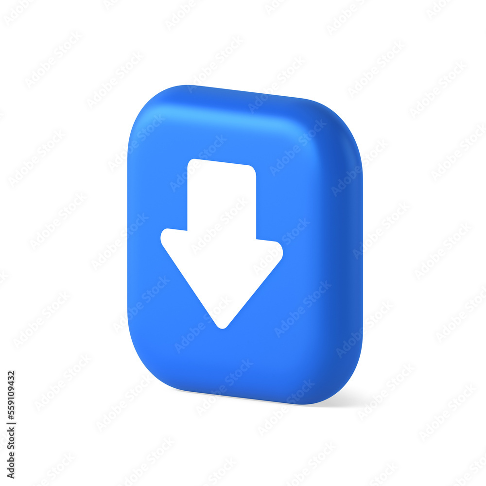 Poster arrow down button keyboard navigation pointer cyberspace downloading web app 3d isometric icon