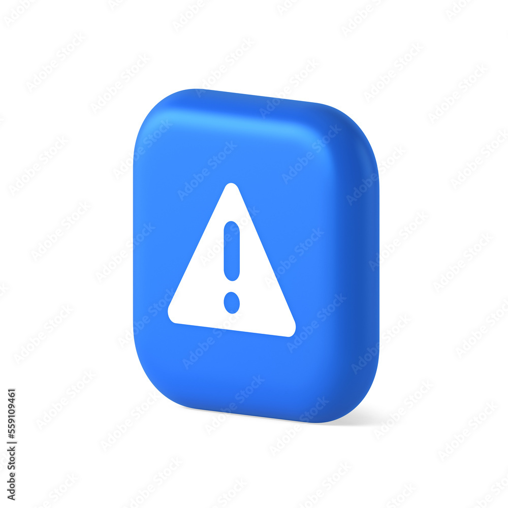 Poster exclamation point triangle button attention advice mark important information 3d isometric icon