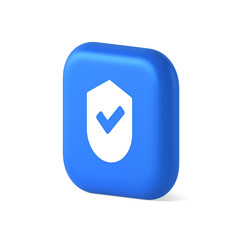 Done checkmark shield button success protection approved password web app 3d realistic isometric icon