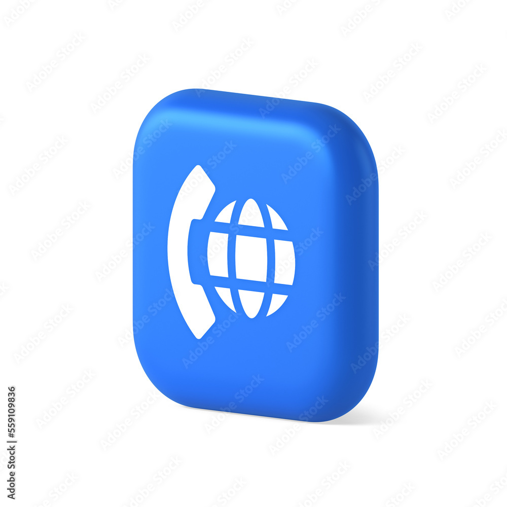 Poster phone call international global communication button cyberspace dialogue conversation 3d isometric i