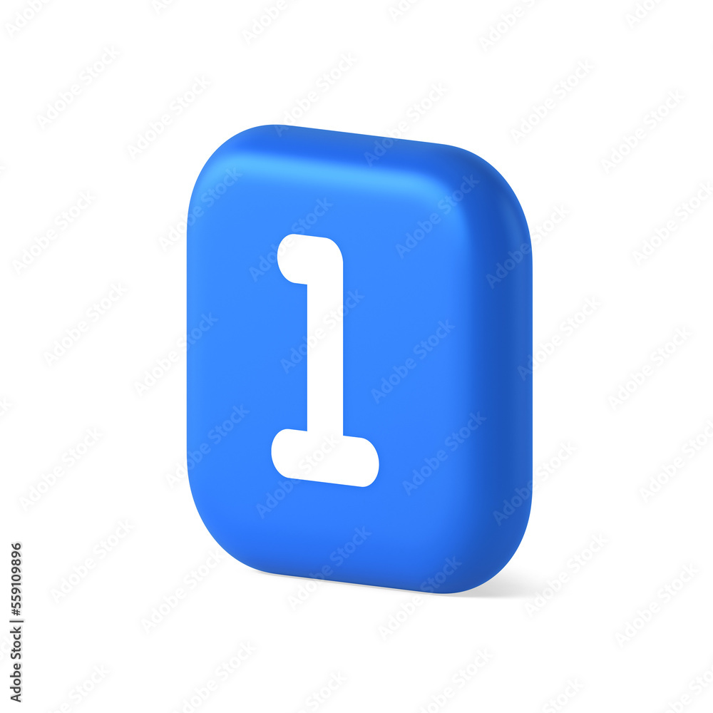 Poster One number button finance counting panel keyboard user interface 3d realistic isometric icon