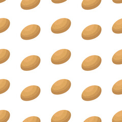 Seamless pattern with brown potatoes. Vector illustration isolated on white background.