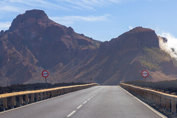 Massive Rocks above the road in Boca Tauce in Teide National Park