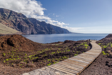 A Curved Wooden Path Leading Towards The Dock, at Punta Teno, Tenerife