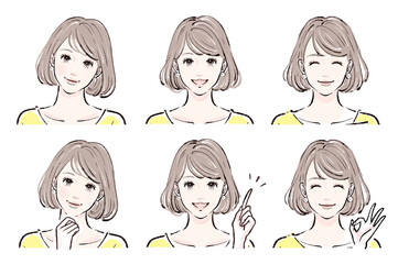 女性のイラスト素材セット