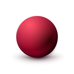Red sphere, ball fashionable viva magenta color. Matt mock up of clean realistic orb, icon. Geometric simple shape design, figure circle form. Isolated on white background, vector illustration.