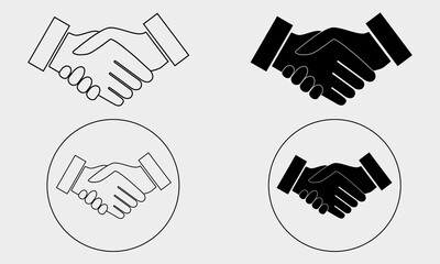 Handshake Friendship Partnership Flat Line Outline Stroke Icon Pictogram Symbol