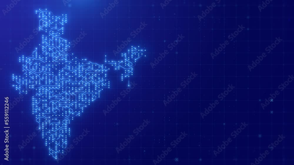 Aufkleber digital map of india with blue circuit board background. india map with artificial intelligence conc