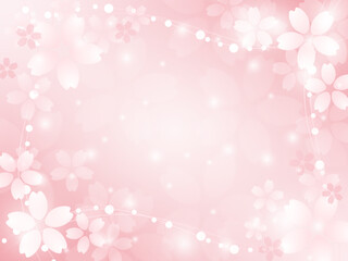 桜のピンクの背景、春のキラキラのフレーム
