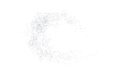 Arc backdrop plume silver texture crumbs. Silverish dust isolated. Vector.