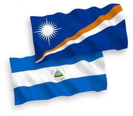 Flags of Nicaragua and Republic of the Marshall Islands on a white background