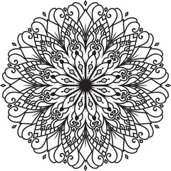 Black and white Mandala illustration Hand drawn outline Mandala.Mandalas for coloring book