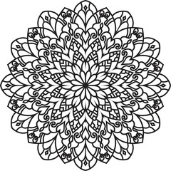 Mandala white background.Adult coloring page	